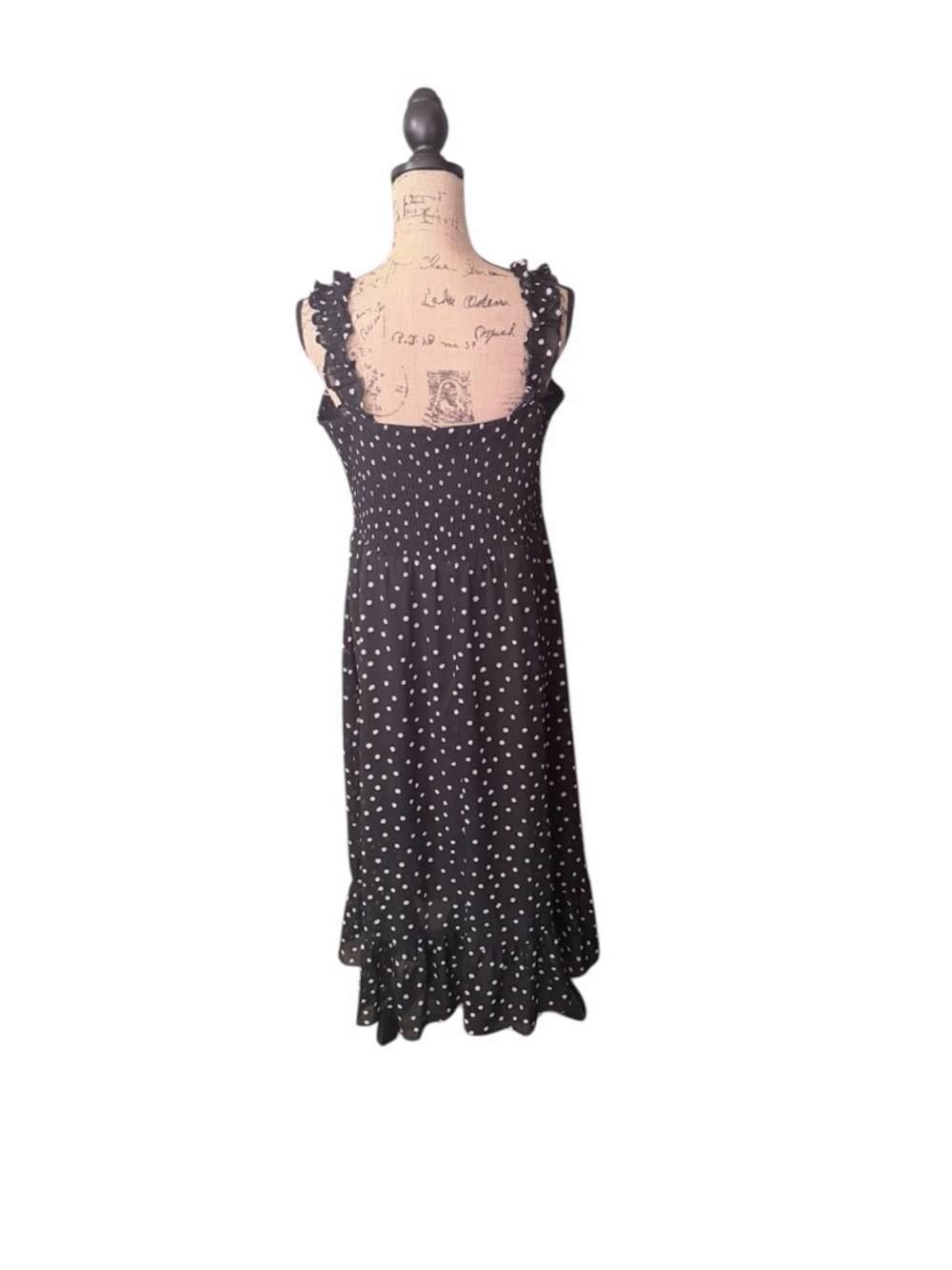 Maurices Black‎ Polka Dot Midi Dress with Ruffle Straps - Picture 6 of 8